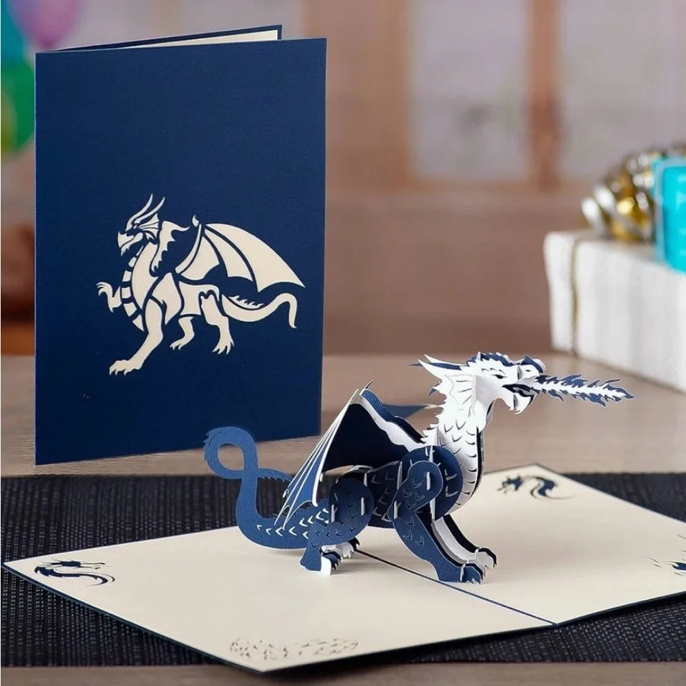 Dragon Pop Up Card by DEVINE In Blue | 3D Cards Pop Up Birthday Card Boys Kids